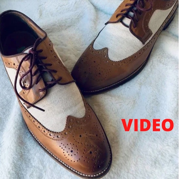 POSH PARTY MEN\'S JOHNSTON & MURRHY 10 1/2M WINGTIP  Tan Calfskin-Beige Linen main image 16